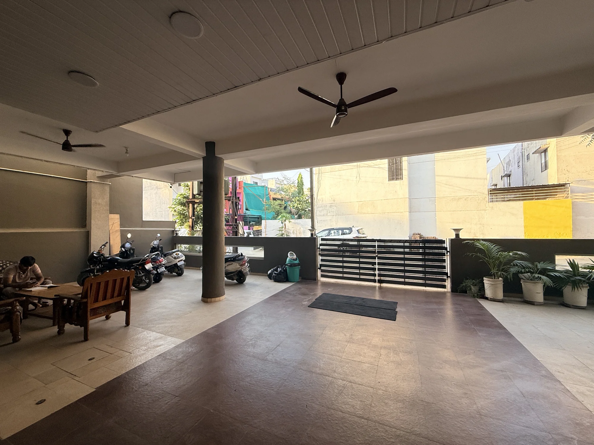 Rooftop lounge and recreation area at Radiance Residency hostel